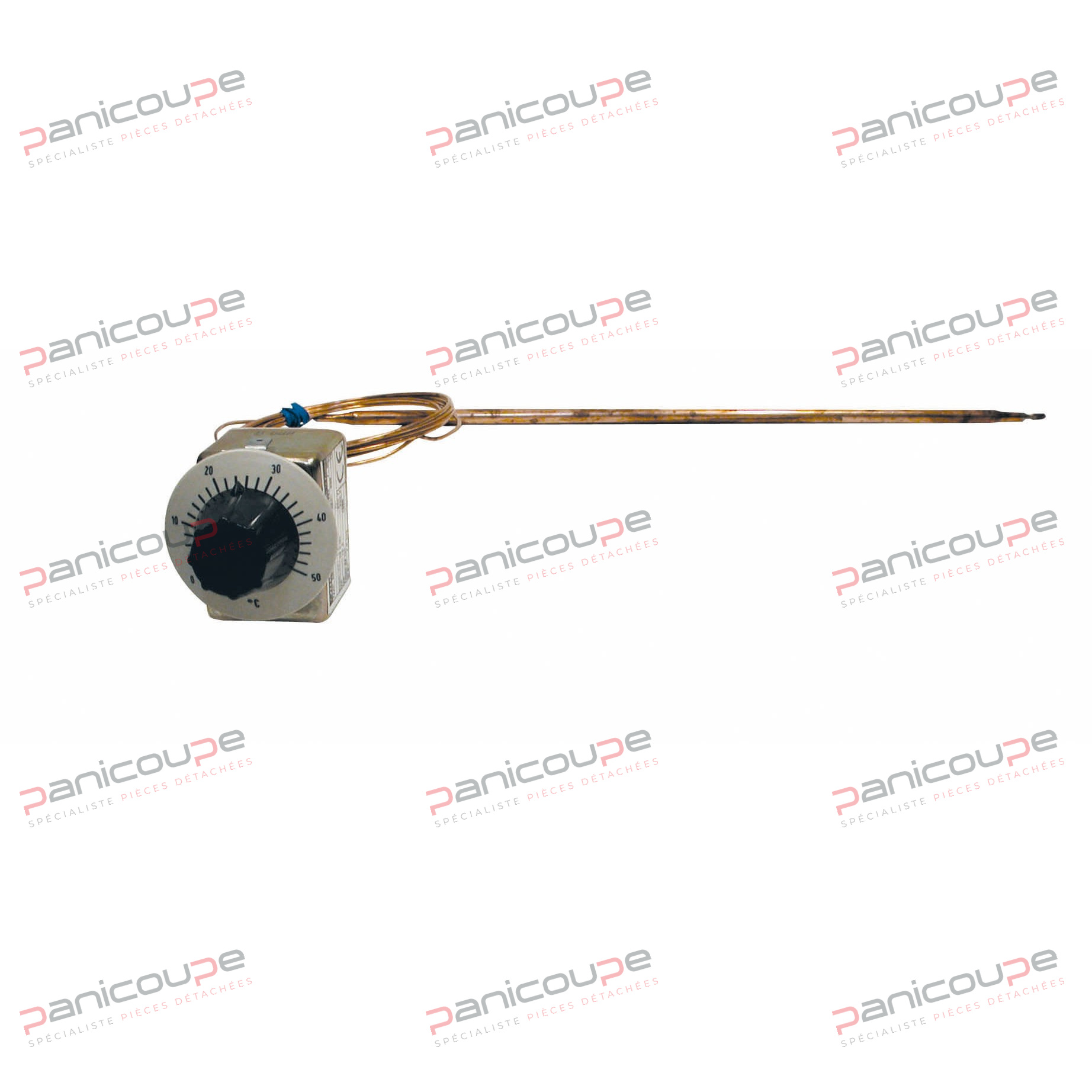 Temperaturskala 0/+50 °C. Kupferkapillare, 2 m lang. Kupferkolben, Ø 6 mm, 286 mm lang. Zweipoliger Wechslerkontakt 16 A/250 V. Schraubbefestigung, Ø 3 mm, 22 mm Abstand. Unterputzmontage. 2,5 % Differenzauslösung. Lieferung mit Taster und Skala. Die beiden Kontakte können um mehrere Grad versetzt werden.<BR/><BR/>Zur Erzeugung einer neutralen Zone oder eines Alarms.<BR/><BR/>Der Versatz erfolgt über Schrauben, die durch Öffnungen im Gehäuse zugänglich sind. JUMO-THERMOSTAT Produktbild