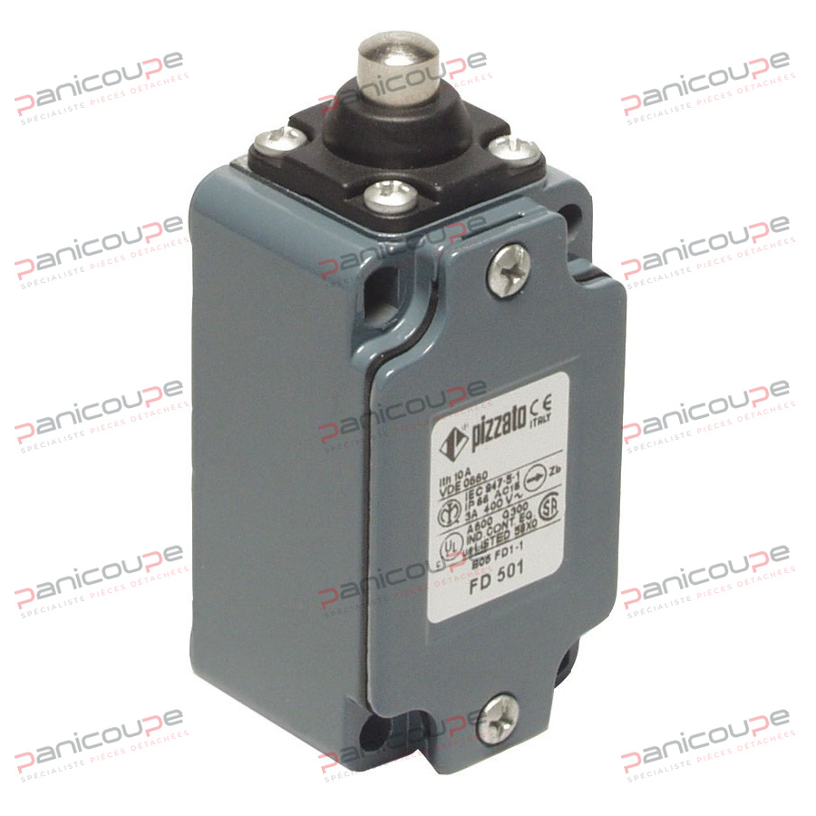 Metallgehäuse und -kopf mit einer Leitung. Kontakte: 1 Öffner + 1 Schließer (6 A/250 V AC). Schutzart IP67. Betriebstemperatur: -25 bis +80 °C. Kopf in 4 Richtungen drehbar. Gehäuseabmessungen: 40 x 74 mm. Montage: 4 Bohrungen, Lochabstand 30 x 60 mm. DRUCKKNOPFMODELL Produktbild