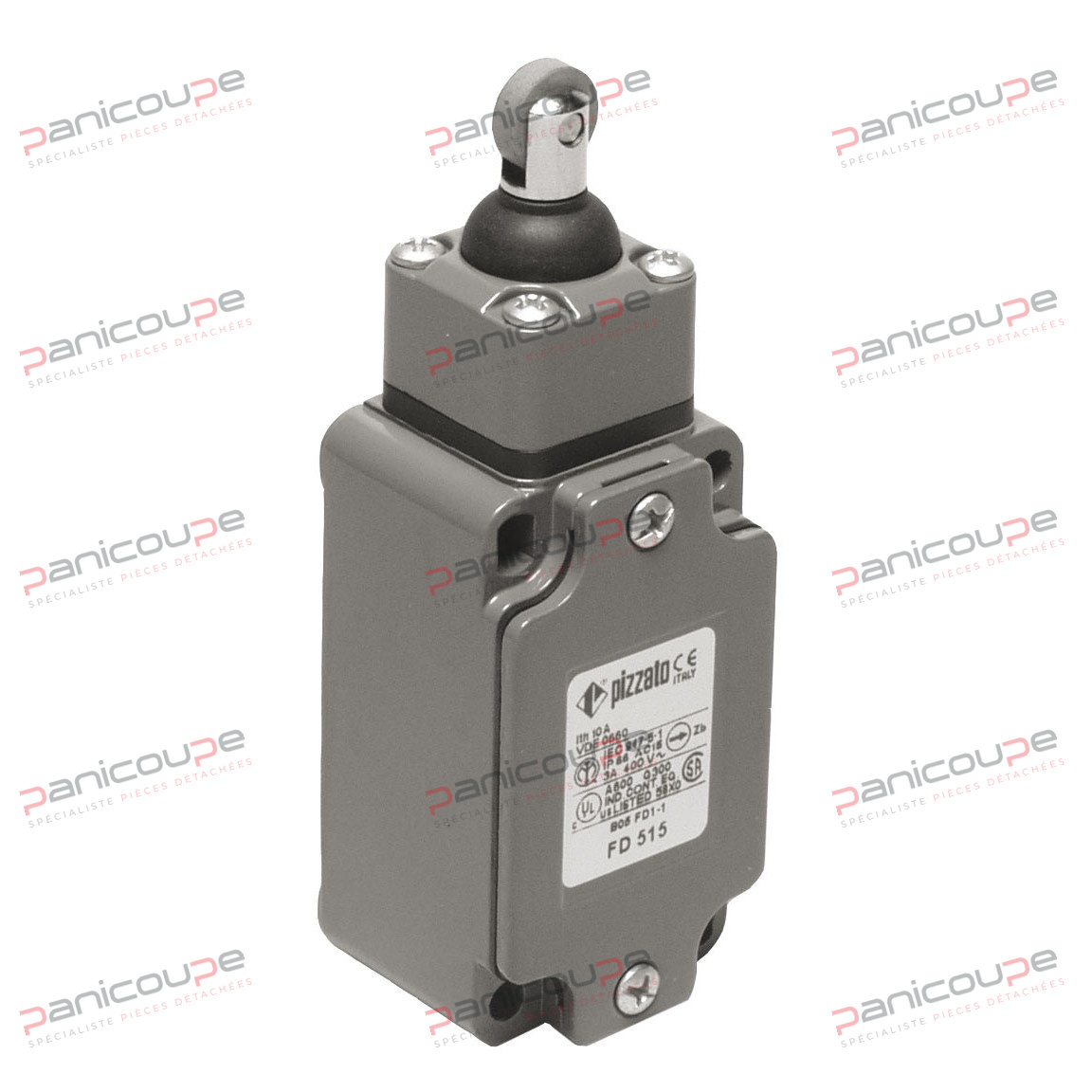 Metallgehäuse und -kopf mit einer Leitung. Kontakte: 1 Öffner + 1 Schließer (6 A/250 V AC). Schutzart IP67. Betriebstemperatur: -25 bis +80 °C. Kopf in 4 Richtungen drehbar. Gehäuseabmessungen: 40 x 74 mm. Montage: 4 Bohrungen, Lochabstand 30 x 60 mm. DRUCKMONTIERTES ROLLENMODELL Produktbild
