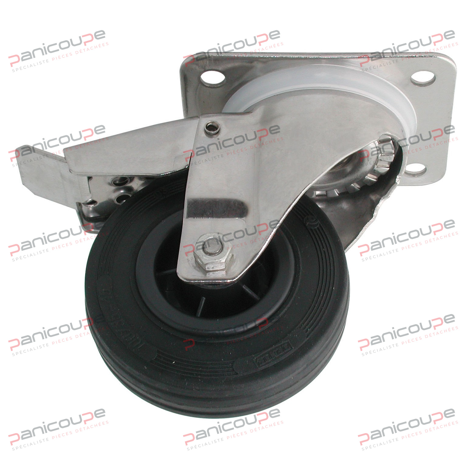 ROULETTE CAOUTCHOUC PIVOTANTE FREIN CHAPE INOX Produktbild